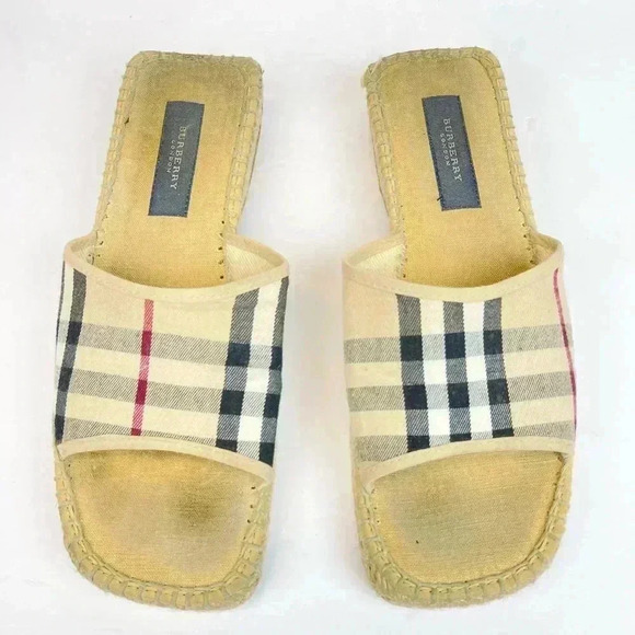Burberry Nova Check Espadrille Wedge Slide Sandals – US 9.5 / EU 40 – EUC! - Picture 1 of 6